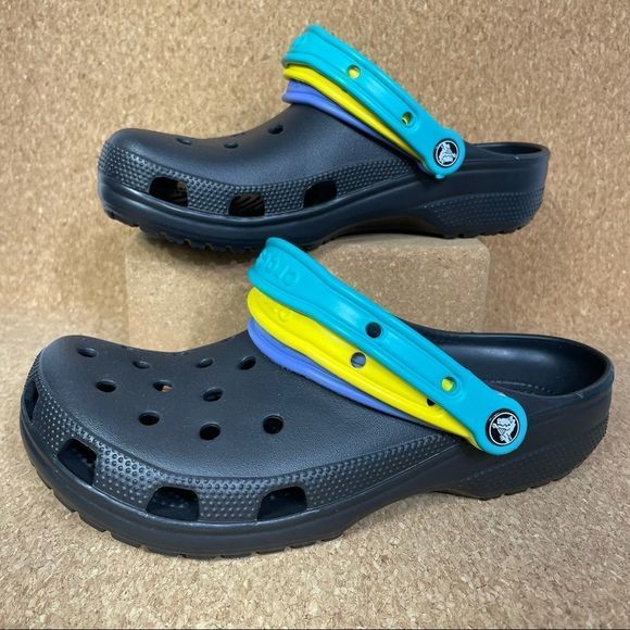 Crocs Classic Triple Strap Clog Black/Green/Yellow - Picture 1 of 7